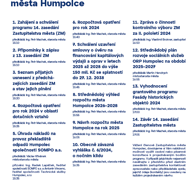 Pozvánka na simulované zasedání Zastupitelstva města